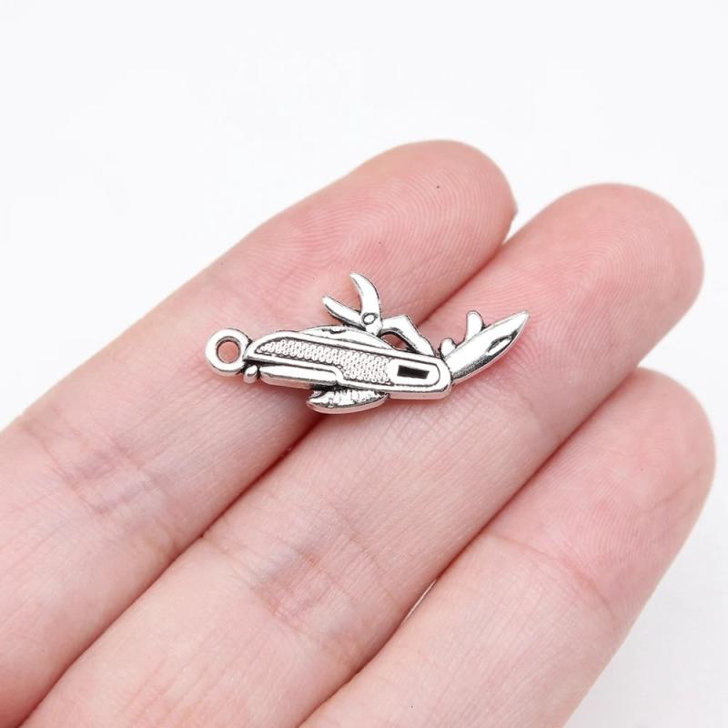20pcs Antique Silver Folding Charms 25x11mm for Jewelry Making