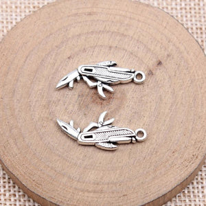 20pcs Antique Silver Folding Charms 25x11mm for Jewelry Making