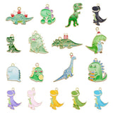16PCS Enamel Dinosaur Charms Mixed Pendants Earrings Necklace Jewelry Making
