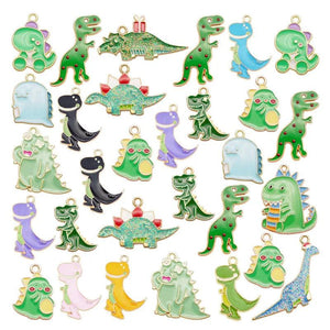 16PCS Enamel Dinosaur Charms Mixed Pendants Earrings Necklace Jewelry Making