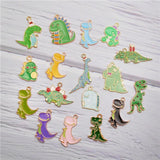 16PCS Enamel Dinosaur Charms Mixed Pendants Earrings Necklace Jewelry Making