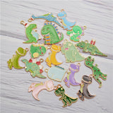 16PCS Enamel Dinosaur Charms Mixed Pendants Earrings Necklace Jewelry Making