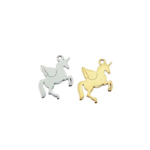 10pcs 20mm Stainless Steel Unicorn Charms Pendant DIY Jewelry 2 Colors