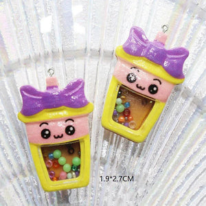 10Pcs Resin Magic Wand Box Milk Bottle Pendant Charms for Jewelry Making