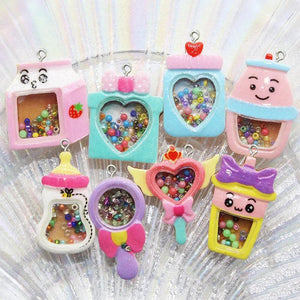 10Pcs Resin Magic Wand Box Milk Bottle Pendant Charms for Jewelry Making