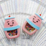 10Pcs Resin Magic Wand Box Milk Bottle Pendant Charms for Jewelry Making