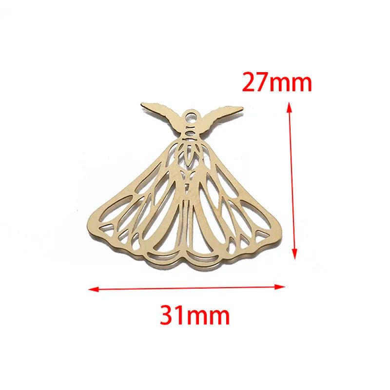 4pcs Raw Brass Celestial Moon Moth Butterfly Charms Pendant DIY Jewelry Making