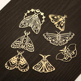 4pcs Raw Brass Celestial Moon Moth Butterfly Charms Pendant DIY Jewelry Making
