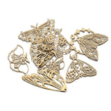 4pcs Raw Brass Celestial Moon Moth Butterfly Charms Pendant DIY Jewelry Making