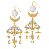 4pcs Raw Brass Celestial Moon Moth Butterfly Charms Pendant DIY Jewelry Making