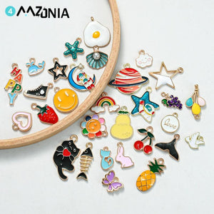30pcs Mixed Alloy Enamel Charm Pendant Jewelry Making