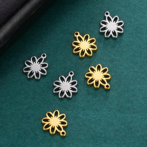 20pcs Flower Charm Mini Stainless Steel Charms for Bracelets Making