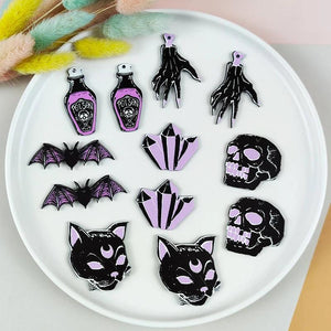 10Pcs Halloween Acrylic Charms Double Sided Punk Crafts