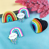 10Pcs Acrylic Rainbow Love Charm Jewelry Findings DIY Pendant