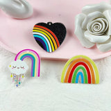 10Pcs Acrylic Rainbow Love Charm Jewelry Findings DIY Pendant