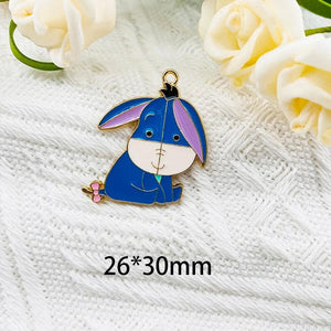 10pcs Cartoon Alloy Dripping Oil Pendant Piggy Bear Earrings Charms