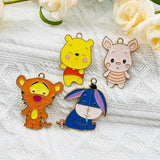 10pcs Cartoon Alloy Dripping Oil Pendant Piggy Bear Earrings Charms