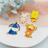 10pcs Cartoon Alloy Dripping Oil Pendant Piggy Bear Earrings Charms