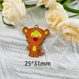 10pcs Cartoon Alloy Dripping Oil Pendant Piggy Bear Earrings Charms