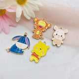 10pcs Cartoon Alloy Dripping Oil Pendant Piggy Bear Earrings Charms