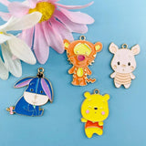 10pcs Cartoon Alloy Dripping Oil Pendant Piggy Bear Earrings Charms