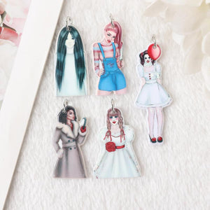 10Pcs Halloween Horror Girls Charms Acrylic Spooky Jewelry DIY Findings