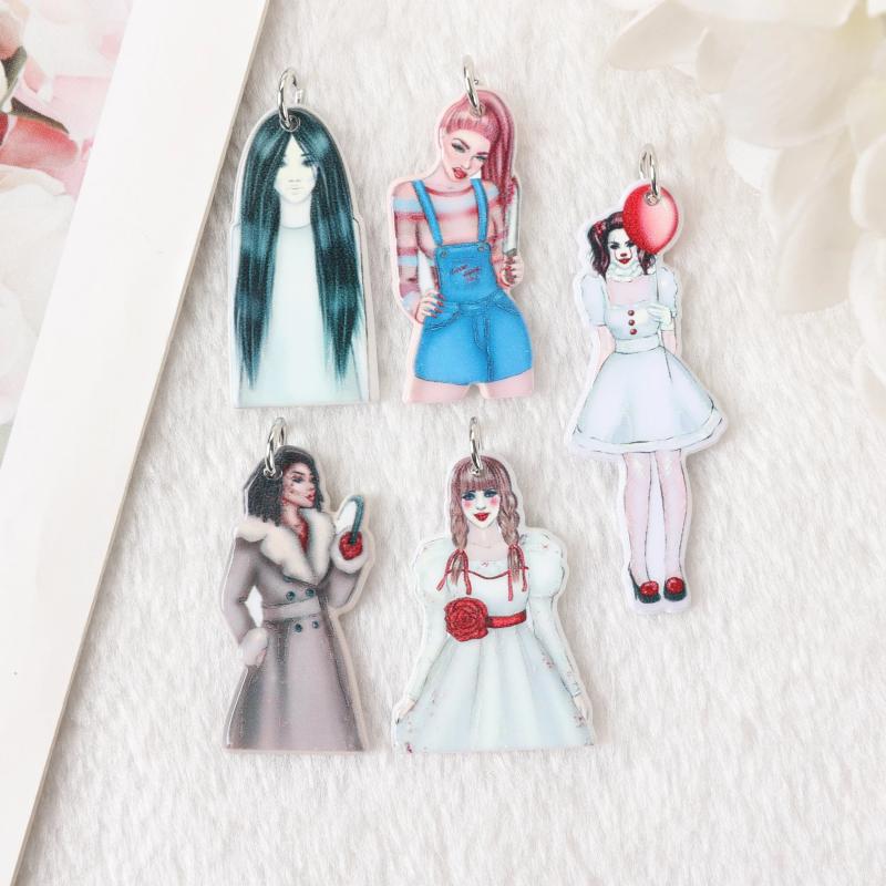 10Pcs Halloween Horror Girls Charms Acrylic Spooky Jewelry DIY Findings