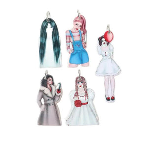 10Pcs Halloween Horror Girls Charms Acrylic Spooky Jewelry DIY Findings