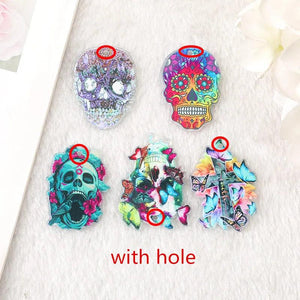 10Pcs Faith Cross Charms Acrylic Butterfly Sunflower Skull Earring Necklace DIY