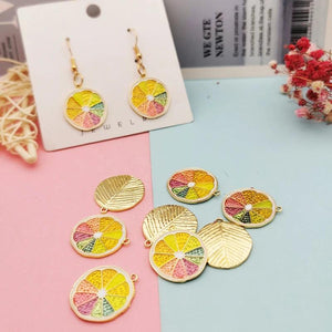 10pcs Colorful Lemon Slices Metal Charms for Jewelry Making