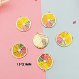 10pcs Colorful Lemon Slices Metal Charms for Jewelry Making