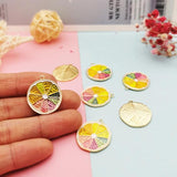 10pcs Colorful Lemon Slices Metal Charms for Jewelry Making