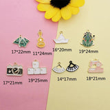 10pcs Enamel Charms Sewing Machine Frog Paper Boat DIY Pendants