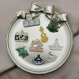 10pcs Enamel Charms Sewing Machine Frog Paper Boat DIY Pendants