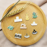 10pcs Enamel Charms Sewing Machine Frog Paper Boat DIY Pendants