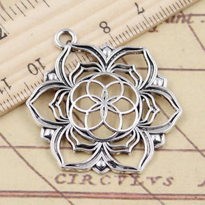 10pcs Yoga Flower Life Datura Tibetan Silver Pendants