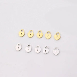 10pcs Stainless Steel Mini Lock Charm Pendant DIY Necklace Bracelets