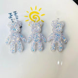 10pcs Resin Glitter Bears Pendant Charms for Jewelry Making DIY - Accessories