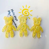 10pcs Resin Glitter Bears Pendant Charms for Jewelry Making DIY - Accessories