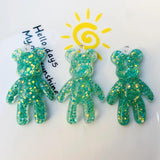 10pcs Resin Glitter Bears Pendant Charms for Jewelry Making DIY - Accessories
