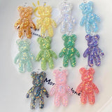10pcs Resin Glitter Bears Pendant Charms for Jewelry Making DIY - Accessories