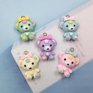 10pcs Star Bowknot Animal Bear Resin Charms Pendant for Jewelry Making Findings