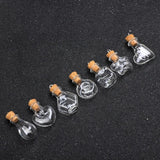 3PCS Cork Stopper Small Glass Bottle Tiny Jars With Wish Pendant