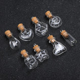 3PCS Cork Stopper Small Glass Bottle Tiny Jars With Wish Pendant