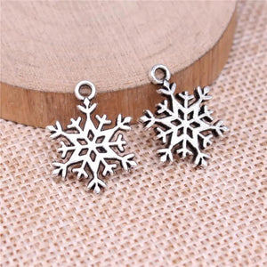 20pcs Snowflake Charms For Jewelry Making DIY Antique Silver Alloy Pendant