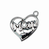 10pcs MOM Heart Charms Pendant Antique Silver Jewelry Making Findings