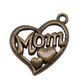 10pcs MOM Heart Charms Pendant Antique Silver Jewelry Making Findings
