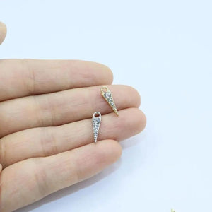 10pcs 4*12mm Triangle Rhinestone Coin Zinc Alloy DIY Jewelry 2 Colors