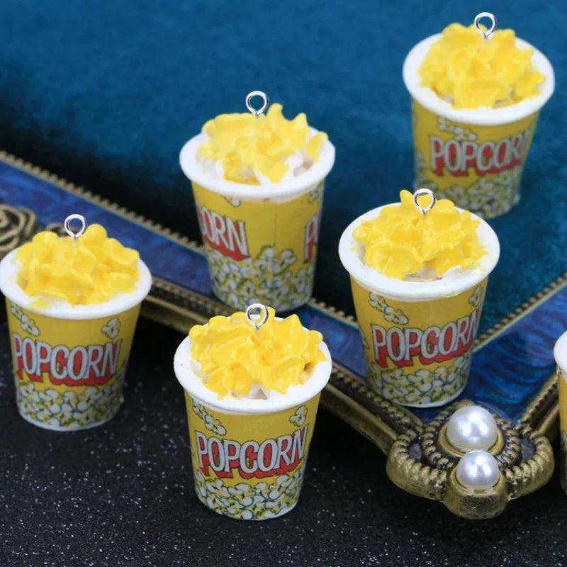 10pcs 3D Popcorn Resin Charms DIY Jewelry Keychain Charms