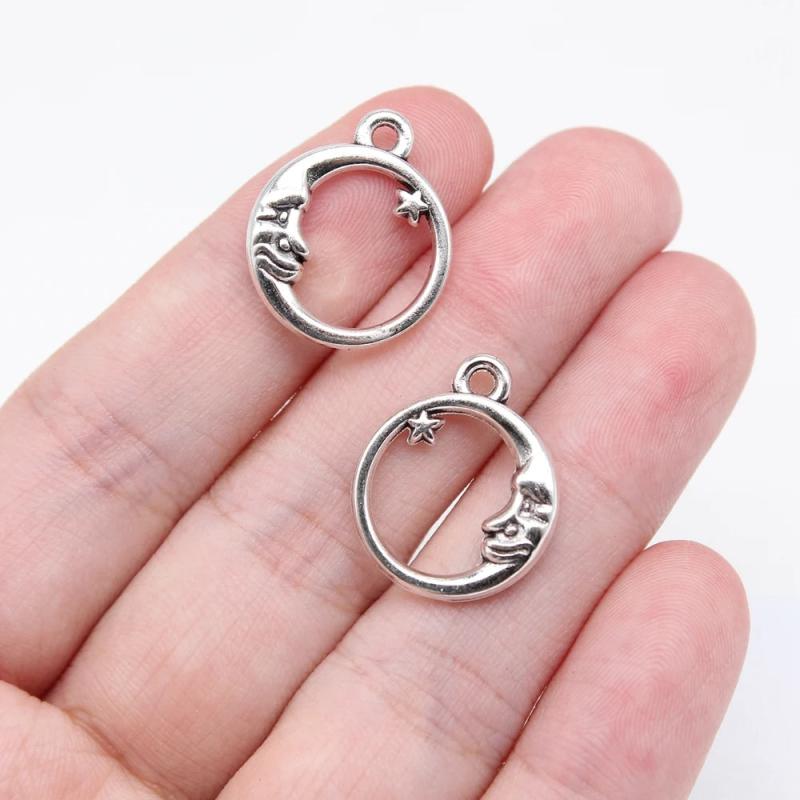 20pcs Antique Silver Moon Star Charms Jewelry Making